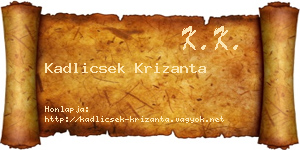 Kadlicsek Krizanta névjegykártya